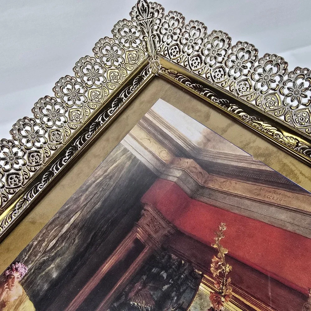 Vintage‎ Gold Filigree Frame Classical Women Print Victorian Style 15x10